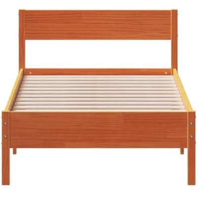 Bedframe zonder matras massief grenenhout wasbruin 75x190 cm