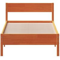 Bedframe met hoofdbord massief grenenhout wasbruin 100x200 cm - thumbnail