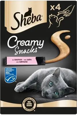 Sheba Creamy Snacks met zalm kattensnack (4 st) Per 6