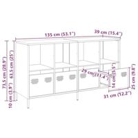 Dressoir 135x39x73,5 cm koudgewalst staal antracietkleurig - thumbnail