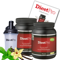 2 potten DieetPro Vanille STEVIA plus Gratis Shaker - thumbnail