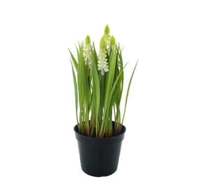 Muscari with grass in pot cream 23 cm kunstbloem Erutan Avon - Erutan avon