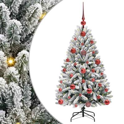 Kunstkerstboom met 150 LED Groen en Wit 120 cm PVC en Metaal