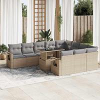 11-delige Tuinset met kussens poly rattan beige - thumbnail