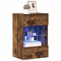 Wandkasten met LED-verlichting voor tv 2 st 40x30x60,5 cm gerookt eikenkleurig - thumbnail