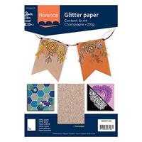 Florence • glitterpapier a4 250g champagne 5x - thumbnail