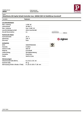 50043 Cephei Paulmann Home Schakelactor 1000 W Grijs, Wit