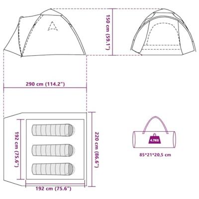 Koepeltent 3-persoons snelontgrendeling blauw