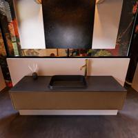 Badkamermeubelset Mondiaz Erin 150 cm met 1 Lade met RIDGE Wastafel Midden Urban met 1 kraangat Greeploos Mat Rust - thumbnail