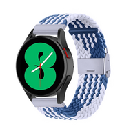 Braided nylon bandje - Blauw / wit - Samsung Galaxy Watch 6 - 40mm & 44mm - thumbnail