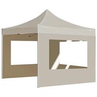 Partytent inklapbaar met wanden 3x3 m aluminium crme - thumbnail