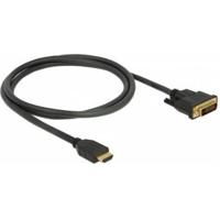 Delock 85652 HDMI-kabel HDMI / DVI Aansluitkabel HDMI-A-stekker, DVI-D 24+1-polige stekker 1 m Zwart Afgeschermd (drievoudig), Vergulde steekcontacten - thumbnail
