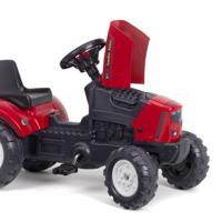 Rode Supercharger traptractor met te openen motorkap en aanhanger - thumbnail