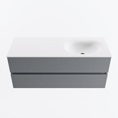 MONDIAZ VICA 120cm badmeubel onderkast Plata 2 lades. Wastafel MOON rechts zonder kraangat, kleur Talc.