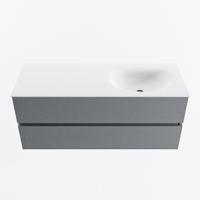 MONDIAZ VICA 120cm badmeubel onderkast Plata 2 lades. Wastafel MOON rechts zonder kraangat, kleur Talc. - thumbnail