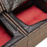 5-delige Loungeset met kussens poly rattan bruin - thumbnail