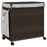 Wasmand op wielen 60x35x60,5 cm rattan donkerbruin - thumbnail