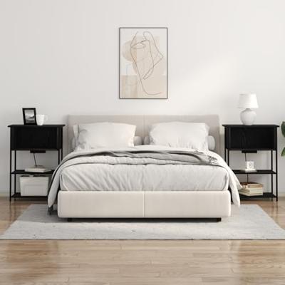 Nachtkastje Zwart eiken 55 x 31 x 76 cm Bewerkt hout