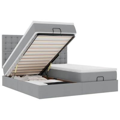 Ottoman bed met matrassen 200x200cm stof lichtgrijs