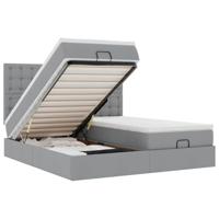 Ottoman bed met matrassen 200x200cm stof lichtgrijs - thumbnail