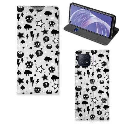 Mobiel BookCase OPPO A73 5G Silver Punk Mobiel BookCase OPPO A73 5G Silver Punk