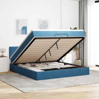 Ottoman bed met matras en LED's 180x200 cm fluweel donkerblauw