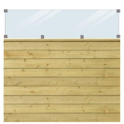 Geïmpregneerd Houten Stapelrabat Schutting Met Glas Klink 174 x 163 CM Geïmpregneerd Houten Stapelrabat Schutting Met Glas Klink 174 x 163 CM