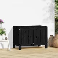 Tuinbox 76x42,5x54 cm massief grenenhout zwart - thumbnail