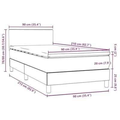 Boxspring met matras fluweel lichtgrijs 90x210 cm