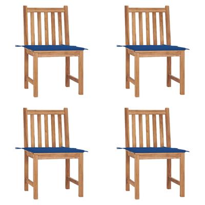 Tuinstoelen 4 st met kussens massief teakhout