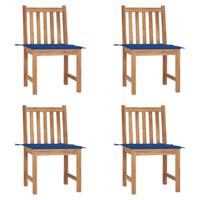 Tuinstoelen 4 st met kussens massief teakhout - thumbnail