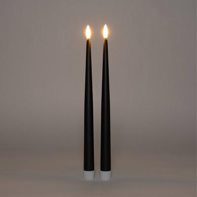Anna&apos;s Collection LED gotische kaars 3d flame 30 cm zwart 2 stuks