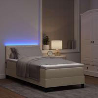 Boxspringbed met Matras & LED Crème 100x200 cm Stof - thumbnail