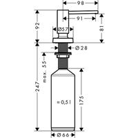 Hansgrohe A51 zeepdispenser 1-gats 500ml onderbouw chroom 40448000 - thumbnail