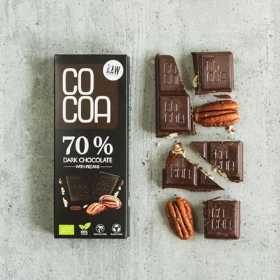 Cocoa 70% Dark Chocolate Pecan Reep Cocoa 70% Dark Chocolate Pecan Reep