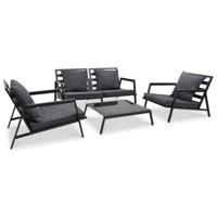 4-delige Loungeset met kussens aluminium donkergrijs - thumbnail