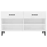 Schoenenkast 102x35x55 cm bewerkt hout hoogglans wit - thumbnail