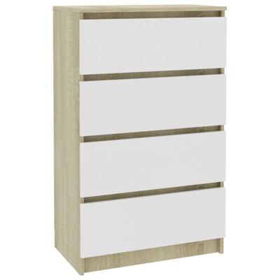 vidaXL Dressoir 60x35x98,5 cm spaanplaat wit en sonoma eikenkleurig vidaXL Dressoir 60x35x98,5 cm spaanplaat wit en sonoma eikenkleurig