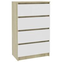 vidaXL Dressoir 60x35x98,5 cm spaanplaat wit en sonoma eikenkleurig - thumbnail