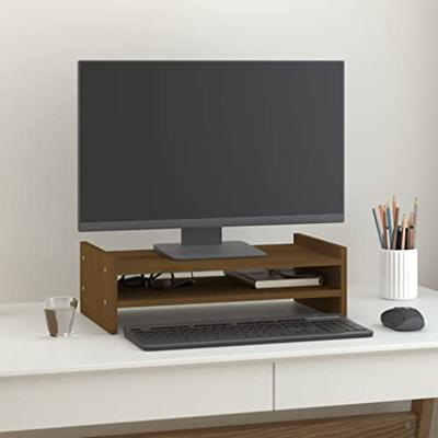 VidaXL Monitorstandaard 50x27x15 cm massief grenenhout honingbruin VidaXL Monitorstandaard 50x27x15 cm massief grenenhout honingbruin
