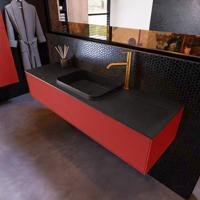 Badkamermeubelset Mondiaz Erin 150 cm met 1 Lade met RIDGE Wastafel Midden Urban met 1 kraangat Greeploos Mat Fire - thumbnail