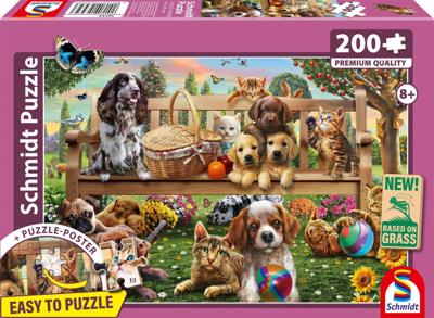 Puzzel - SCHMIDT SPIELE - Honden en katten op een picknick - 200 stukjes - Vanaf 8 jaar