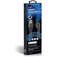 Nedis USB-kabel - Apple Lightning 8-pins - USB-A stekker - vernikkeld - 2.00 m - rond - gevlochten/nylon - zwart/blauw - verpakking met kijkvenster - thumbnail