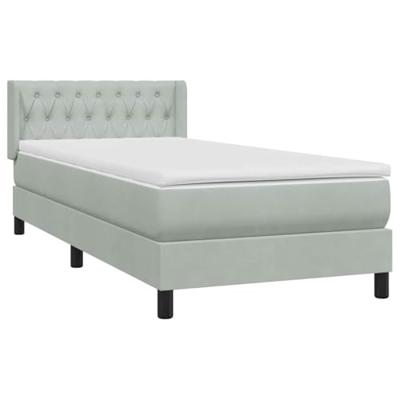 Boxspring met matras fluweel lichtgrijs 90x210 cm