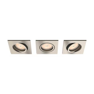 Philips Set vierkante inbouwspotsDonegal (3x) GU10 mat chroom - 5040317PN
