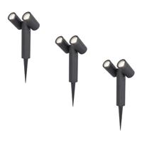 Set van 3 Pinero Dubbel LED prikspots - GU10 8 Watt 345 Lumen - Dimbaar - Kantelbaar - GU10 - 6500K daglicht wit - IP64 Waterdicht - Zwart - thumbnail