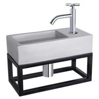 Differnz Ravo fonteinset beton lichtgrijs kraan kruis chroom 38.5 x 18.5 x 9 cm met handdoekrek - thumbnail