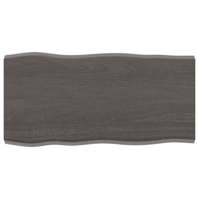 Tafelblad natuurlijke rand 80x40x(2-4) cm eikenhout donkerbruin