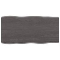 Tafelblad natuurlijke rand 80x40x(2-4) cm eikenhout donkerbruin - thumbnail