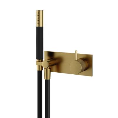 Inbouw Douchemengkraan Hotbath Cobber X Met Doucheslang en Handdouche Geborsteld Messing PVD